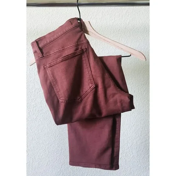NWT Madewell stovepipe high rise fitted burgundy jeans - Picture 2 of 4
